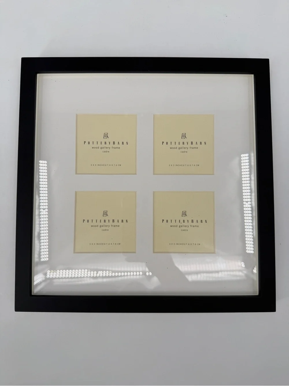 Pottery Barn Wood Gallery Collage Photo Frame 4 3x3 Black Hanging Free Standing